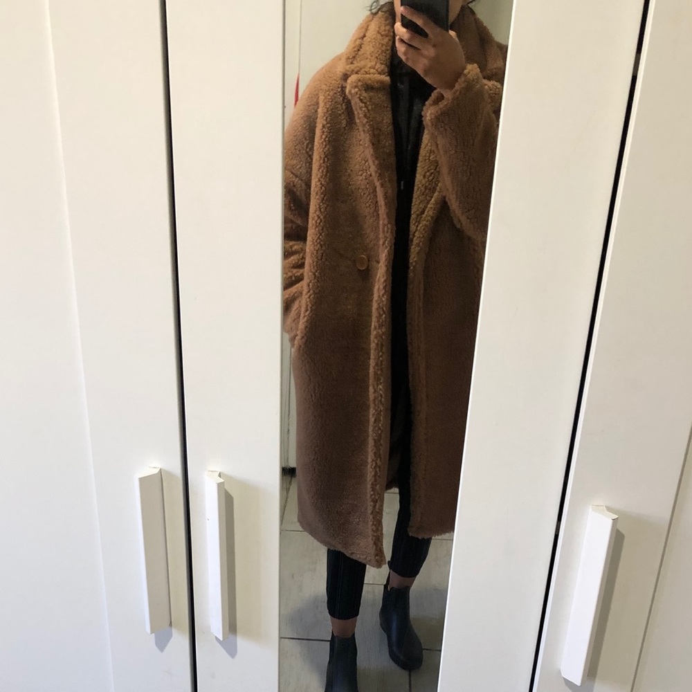 Misguided tall tan oversized borg teddy coat